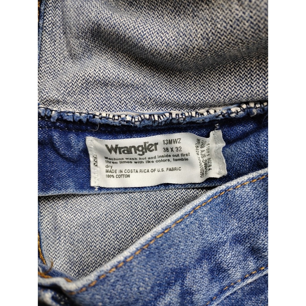 Wrangler 13mwz Men Jeans Classic Blue Denim Straight Leg Size 38x32 Cowboy Cut - Picture 5 of 9